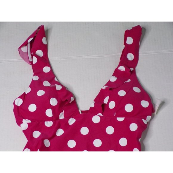 SEA LEVEL Frill One Piece Swimsuit Pink Polka Dot Print 10 NEW - Picture 5 of 8